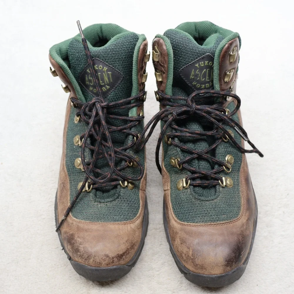 Yukon Mens 11M‎ Hiking Boots Brown Expedition Leather Rugged Trail Mesh Outdoor